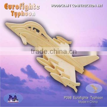 Children Baby Kid Wooden 3D Puzzle Eurofighter Typhoon Jigsaw Early Education Toys