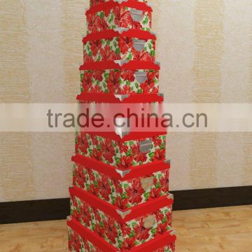 new design best quality Christmas Hard Case paper box iron handle