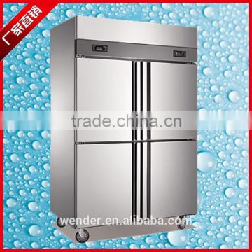 4 doors commercial stainless steel half freezer half refrigerator