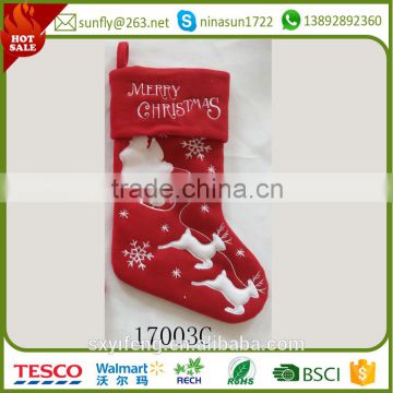 Wholesale red white Christmas stocking santa stocking with reindeer decoration