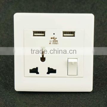 USB electric wall charger wall socket power outlet with single switch