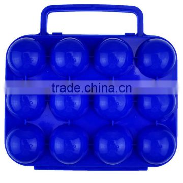 Plastic Camping barbecue Picnic Portable egg Boxes mould with handle/outdoor 12 Holder Container blue
