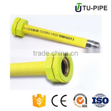 yellow PVC flexible corrugated hose gas pipe fittings