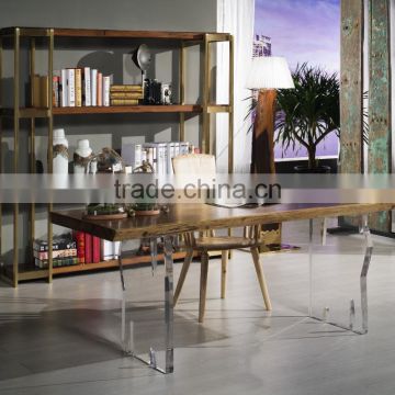 Modern style Simple designs Acrylic color Wenge wood Office desk glass legs For Office