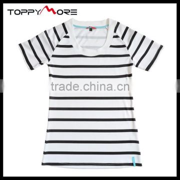 BSCI Women's Light Stripes Singlets 100% Polyester Wholesale Blank T-shirt
