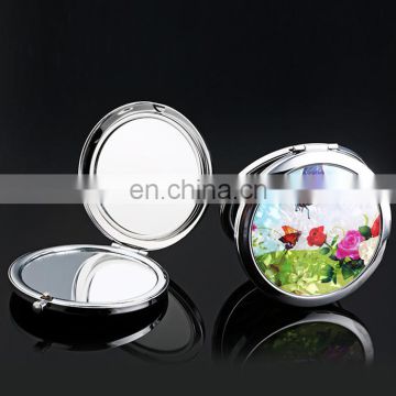 Popular beautiful round portable butterfly makeup mirror