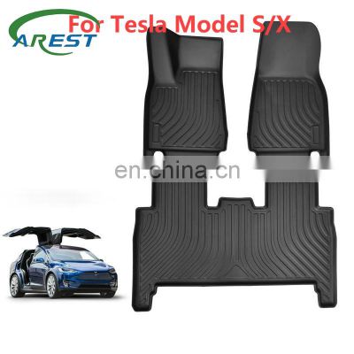 For Tesla Model S X Floor Mat Waterproof TPE Car Mats  6/7 Seats Floor Mat Fit All-Weather Floor Carpet Cover Waterproof Durable