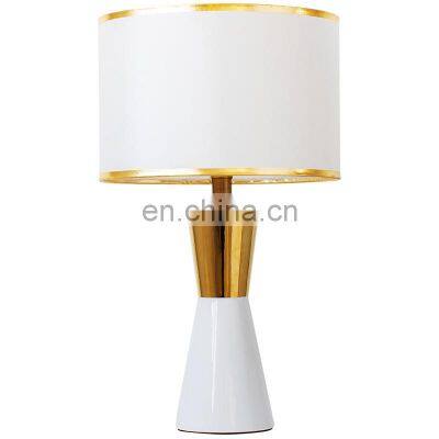 New Modern Marble Bedside Light Fabric Shade Metal Table Lamps for Hotel