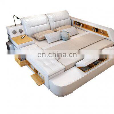 Modern headboard leather storage king size bed