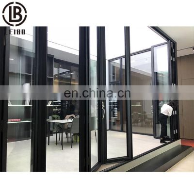 Customized European Contemporary Double Glazed Narrow Frame Aluminum Glass Folding Sliding Door