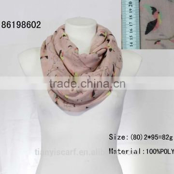 100 polyester scarf ring w animal printed fashion women infinity neck circle bird