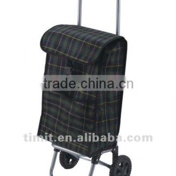 Simple Design Practical Aluminum 2 Wheels Foldable Black Shopping Trolley Cart