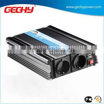 HY-600W 12v-230v DC to AC modified or pure sine wave car power inverter with USB port with dual european output sockets