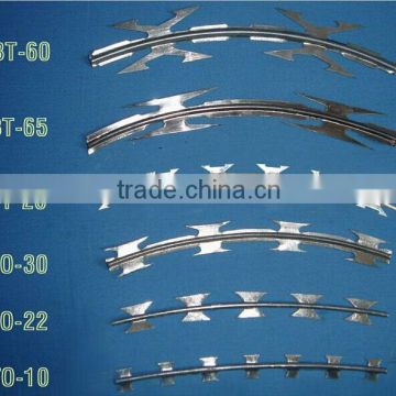 Electro- galvanized cross type concertina razor barbed wire BTO-10