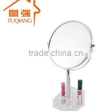 7 inch table magnifying double sided cosmetic mirror with arcylic storage