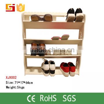 Slant design 4 tiers stackable shoe rack standing