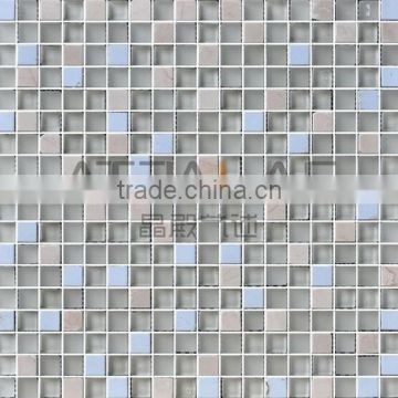 Stone Glass Mosaic tiles- frosted glass stone wall tile, cream color kitchen and bathroom tiles EMSG003