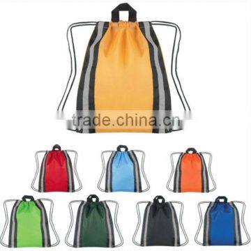 Reflective Custom Drawstring Backpack - 13.5"w x 16"h