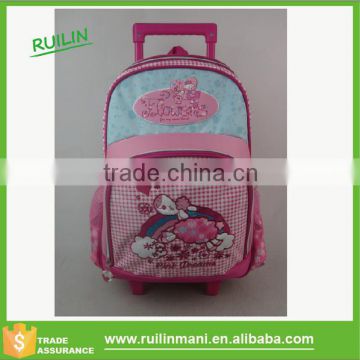 Fashion New Girl Backpack Kids Wheeled Trolley School Bag