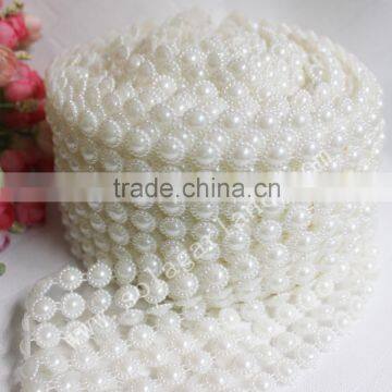 10 Yard/Roll Wholesale White Pearl Mesh Trimming Ribbon Flat Back Wrap Roll Wedding Decoration