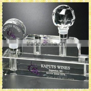 Engraved Crystal Wine Stopper Display Rack For Desk Centerpieces
