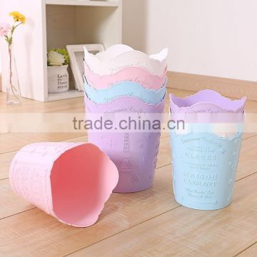 office waste paper garbage open top round plastic trash can