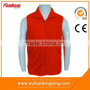 Mens orange soft shell polar fleece vest