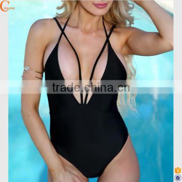 Deep v cut xxx sexy high waisted swimsuit one piece girl photos