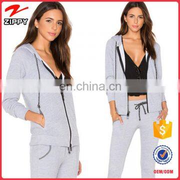 Wholesale New Fashion custom smart trendy lady zipper-up hoodies