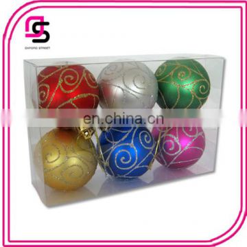 New design Plastic Christmas ball ,Christmas tree ball,Christmas hang-painted ball 6/S