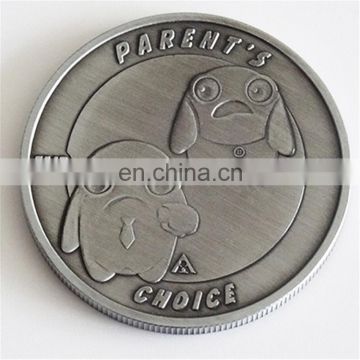 High quality real silver plated round metal souvenir custom made coin