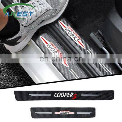 4pcs car Sticker door carbon leather Fiber Sill Plate for Mini coopers R56 R50 R51 R52 R53 R52 R55 R57 r58 r59 R60 Countryman