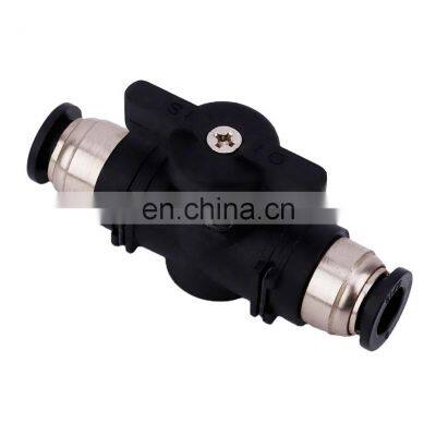 BUC-4mm/6mm/8mm/10mm/12mm Black Pneumatic Push In Fitting Type Shut Off Ball Valve Air Tube Fittings