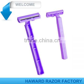 D207 purple double edge blade plastic handle disposable shaving razor