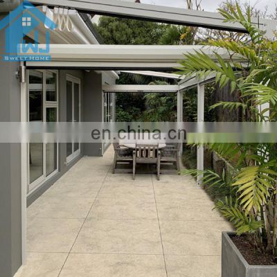 Electric Blackout Retractable Canvas Awning Sliding PVC Roof with LED Lights