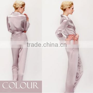 2014 new design elegant ladies plain color silk nightwear