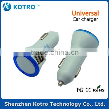 Factory Supply ,3.1 A Double Epoxy USB Car charger with LED Ring Light