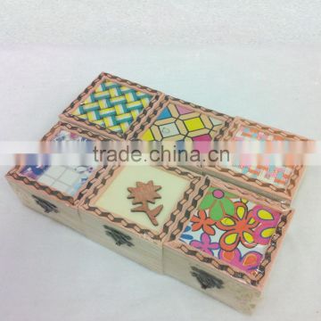 wooden jewelry box with applique new product with metal lock paulownia