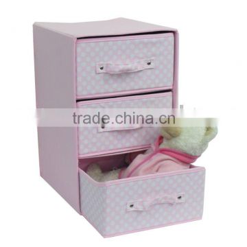 Pink 3 drawer Grid storage box