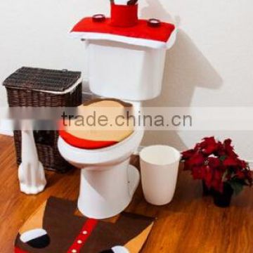 Christmas Bathroom Toilet Cover and Rug Set - Santa Reindeer for christmas decoration use