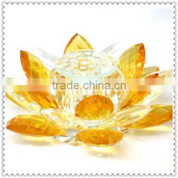 Crystal Precious Glass Golden Lotus For Prom Decoration