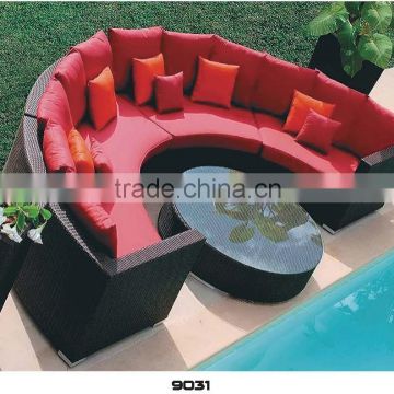Semi circle outdoor garden sectional sofa half round rattan sofa