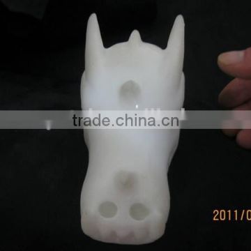 Natural White Jade Crystal Dragon Skull Carving for crafts