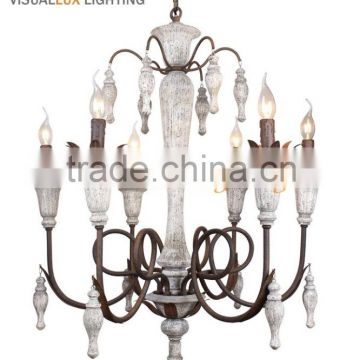 IC2010-6 Vintage Iron Wood Chandelier Vintage Lighting Chandelier Decoration Lighting