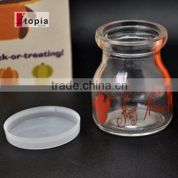 CD-502-502H 100ml clear glass mini Pudding bottle pudding jar with lids for halloween