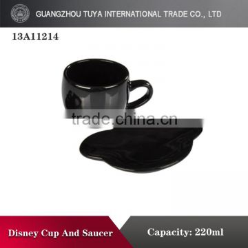 Promotion coffee cup with saucer high temperature color glaze cup set