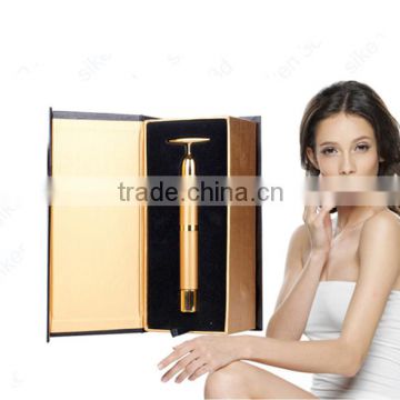 24K Gold Energy Beauty Bar Face Massager Facial Roller Derma Wrinkle Treatment