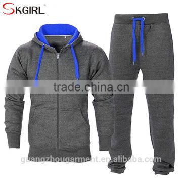Men's gym contrast jogging full tracksuit heavyweight fleece hoodies and pants joggers suits sets