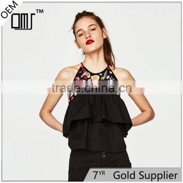 Top selling products 2017 hip-length poplin halter top with no sleeves