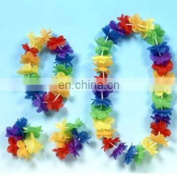 Carnival party rianbow hawaii flower necklace lei set HAI-0014